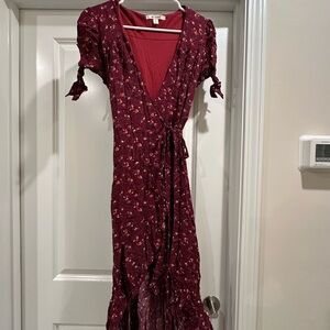 Miami Burgundy Floral High Low Dress